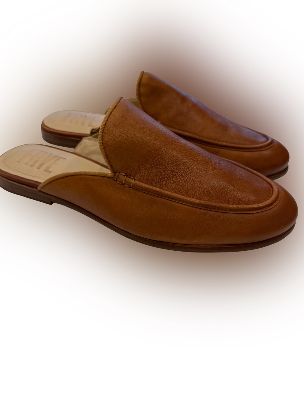 Frye Faith Womens Leather Mules / Flats Slip On Camel Sz 9 Pristine!